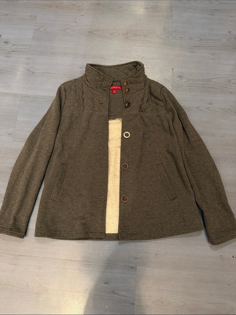 Dark Gray Quilted Collar Jacket for Women